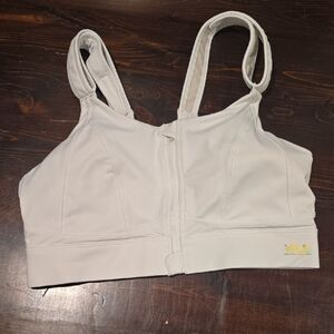 VFUS White Front-Zip High Impact Sports Bra - Size Large